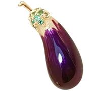 Eggplant Brooch Copper Safety Pin for Clothes Elegant | Easy to Pin Cheongsam or Sweater, Wedding and Valentine's Day Costume Accessory