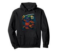 Eggplant Ninja With Sword Full Moon Scene Warrior Funny Pullover Hoodie