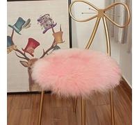 EGGPOD Round Wool Seat Cushion,Sheepskin Chair Cover,Soft Fur Chair Pads Fluffy Seat Cover Cushions for Stool Or Barstool-Pink 45x45cm(18x18inch)