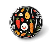Eggs Carrot Cute Round Metal Brooches 1 Inch Decorative Badges Exquisite Decorations Pins for Clothing