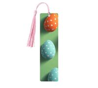 Eggs Dot Bookmark Easter Wooden Bookmark with Tassel Book Mark for Women Men Reading Page Markers Gifts for Book Lovers
