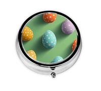 Eggs Dot Small Pill Box 3 Compartment Portable Pill Box for Purse Pocket Easter Mini Medicine Organiser for Daily Vitamin Fish Oil Storage