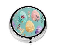 Eggs Flower Small Pill Box 3 Compartment Portable Pill Box for Purse Pocket Easter Leaves Mini Medicine Organiser for Daily Vitamin Fish Oil Storage