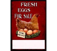 Eggs For Sale Metal Sign Hen House Coop Poultry Duck Eggs Fun Yard Egg boxes Eggs Hen (Large A4 (200x280mm))