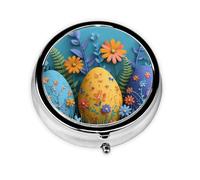 Eggs Leaves Small Pill Box 3 Compartment Portable Pill Box for Purse Pocket Easter Mini Medicine Organiser for Daily Vitamin Fish Oil Storage