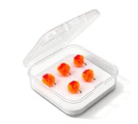 Eggs Pattern Fishing Hook Set for Natural Water | Fly Fishing Lure, Five Coral-Red Fiber Tuft Pieces, 13.3 X 6.5 Mm Each with Compact Tackle Storage Case