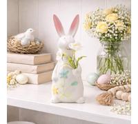Eggs-traordinary Gift Co Ceramic Bunny Holding Flowers- 19cm Eggs-traordinary Gift Co Multicolor