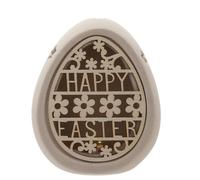 Eggs-traordinary Gift Co Ceramic "Happy Easter" Cut Out Light Up Egg in Natural Eggs-traordinary Gift Co Natural
