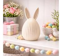 Eggs-traordinary Gift Co Easter Egg With Bunny Ears Ornament 16cm in Off-White Eggs-traordinary Gift Co Off-White