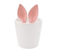Eggs-traordinary Gift Co Flocked Pink Bunny Ears Planter Medium in White Eggs-traordinary Gift Co White Medium