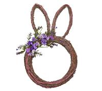 Eggs-traordinary Gift Co Purple Bunny Ears Spring Easter Wreath in Brown Eggs-traordinary Gift Co Brown