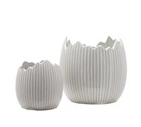 Eggs-traordinary Gift Co Set of 2 Ceramic Easter Egg Shell Plant Pots in White | Size: Medium Eggs-traordinary Gift Co White Medium