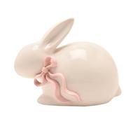 Eggs-traordinary Gift Co White Bunny With Pink Bow Ornament in Off-White Eggs-traordinary Gift Co Off-White
