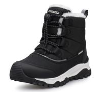 Eggseed Boys Winter Boots Mid-Calf Warm Slip-On Outdoor Shoes with Anti-Slip Sole Black Size 1UK 33EU