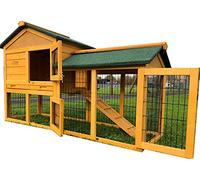 Eggshell 5FT SMOKEY NATURAL COLOUR RABBIT HUTCH GUINEA PIG HUTCHES RUN RUNS LARGE 2 TIER WITH NIGHT SHUTTER