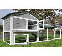Eggshell EXTRA LARGE SMOKEY XXL GREY COLOUR RABBIT HUTCH GUINEA PIG HUTCHES RUN RUNS LARGE 2 TIER WITH NIGHT SHUTTER
