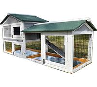 Eggshell FULL FLOOR TRAYS INCLUDED!! EXTRA LARGE SMOKEY XXL GREY COLOUR RABBIT HUTCH GUINEA PIG HUTCHES RUN RUNS LARGE 2 TIER WITH NIGHT SHUTTER