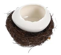 Eggshell Shaped Bowl Ceramic and Rattan Small Storage Bowls for Dessert Storage and Decoration, Easter Serving Dishes for Restaurant and Weddings with Modern Simple Style