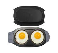 Eggssentials - Microwave Egg Poacher for 2 Eggs, Non-Stick Egg Maker with Silicone Lid, Easy Egg Poacher and Omelette Maker for Quick Breakfast, Durable and Easy to Clean Design, Black Color