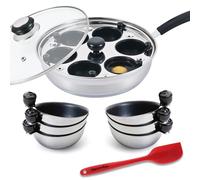 Eggssentials Poached Egg Maker Stainless Steel Egg Poacher Pan Food Grade Safe PFOA Free with Spatula