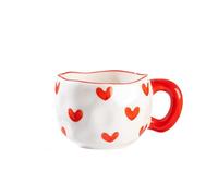 EGHFIXSD 300ML Cute Hand Pinched Irregular Ceramic Mug Flower Heart Pattern Coffee Cup Breakfast Milk Tea Cups Gift for Girls,White Flower,301,400ml