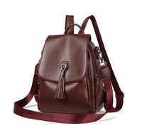 EGHFIXSD Casual Backpack with Wide Strap Women Shoulder School Bags Large Capacity Backpacks A4 IpadLeather,Burgundy,25 * 12 * 32cm