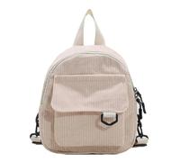 EGHFIXSD Corduroy Texture Student Backpack Mini Backpack Ins Super Popular Cute Commuting Makeup Bag, Beige,19 * 23CM
