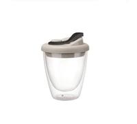 EGHFIXSD Double Wall Glass Cups with Lid, Reusable Insulated Tea Mug, Dishwasher Safe, Eco Friendly, Coffee Travel Mugs, Dishwasher Safe,Gray,250ml