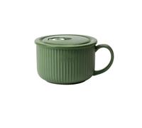 EGHFIXSD Noodle Bowl with Handle Ceramic Kitchen Tableware Bowl for Salad Soup Fruit Pasta Microwave Safe,750ml Green,1pc