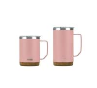 EGHFIXSD Wood Grain Base Large Capacity Coffee Mug Stylish Functional Covered Drinking Cup for Office Home Use Desktop Accessory,Pink,530ML