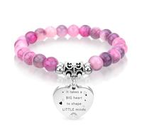 EGHTvmok Teacher Gifts for Women Christmas - Teachers Leaving Gifts Thank You End of the Year Assistant Presents for Headteacher Colleague Teacher Appreciation Graduation Retirement Beaded Bracelet