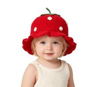 Eghunooye Baby Girls Knitted Strawberry Hat Strawberry Crochet Knitted Winter Hat Breathable Warm Hat (AA-Red, ONE Size)