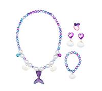 Eghunooye Baby Mermaid Princess Jewelry Set Princess Necklace Bracelets Rings Party Favors Dress up Jewelry for Little Girls (Blue A, One Size)