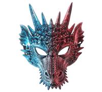 Eghunooye Dragon Mask Halloween Masquerade Masks Half Face Cosplay Costume Adult Halloween Cosplay Prop (Blue, One Size)