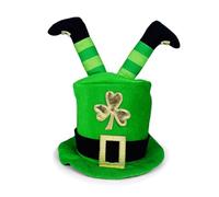 Eghunooye Patrick's Day Top Hat with 3D Irish Legs Leprechaun Hats Green Top Hat Shamrock Costume Irish Party Accessories (Green, S)