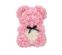 Eghunooye Rose Bear Rose Teddy Bear with Transparent Box Presents for Mom Hand Made Flower with Ribbon Boxes for Valentine's Day (Pink, M)