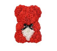 Eghunooye Rose Bear Rose Teddy Bear with Transparent Box Presents for Mom Hand Made Flower with Ribbon Boxes for Valentine's Day (Red, M)