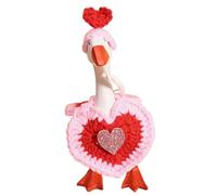 Eghunooye Valentine's Day Desk Goose Costume Cute Bee/Heart Cupid Clothes and Hat 2 Pcs Set Mini Desk Goose Outfit (Rose, 2 Pcs)