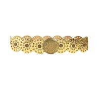 Eghunooye Women Wide Boho Disc Leather Belt Vintage Western Chunky Oval Concho Belt Y2k Grunge Accessories (Bronze Gold, One Size)