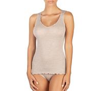 EGI Ladies Grey 85% Wool 15% Silk Ribbed Back Top with Pleated Band, Noce, L/XL