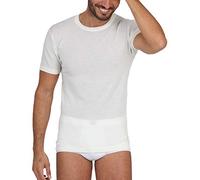 EGI Men's Underwear Shirt in Wool and Silk with Short Sleeve Round Neck (5/L, White)