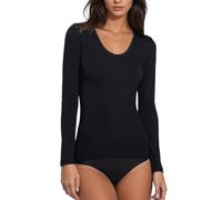 EGI Merino Wool Silk Women's Long Sleeve T-Shirt. Proudly Made in Italy. - Black - 10 UK (XL)