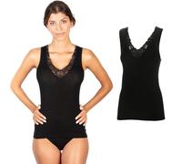EGI Sensual Women's Wool and Silk Tank Top with Delicate Macrame Lace, Black, XXL