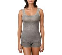EGI Women's Tank Top Wool Silk Elegant Lace Made in Italy Underjacket Underwear Top Women's High Quality Italian Fabrics and Production, Art. 1491, Medium Grey, S-M