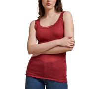 EGI Women's Tank Top Wool Silk Elegant Lace Made in Italy Underjacket Underwear Top Women's High Quality Italian Fabrics and Production, Art. 1491, Ruby, S-M
