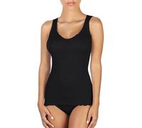 EGI Women's Wide Shoulder Tank Top Wool Silk Microrib Elegant Soft Underwear Made in Italy, Art. 1492, Black, L/XL