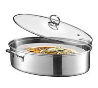 Eglaf 8Qt Stainless Steel Fish Steamer - Multi-Use Oval Cookware with Rack, Ceramic Pan, Chuck - Stockpot for Steaming Fish, Boiling Soup