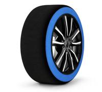 EGLEMTEK Snow Chains EN 16662-1 Tested for Cars, SUVs and Vans - 1 Pair of Snow Chains - Anti Slip R15-R24 Tyres - Easy to Fit with Gloves and Bag - Blue (M)