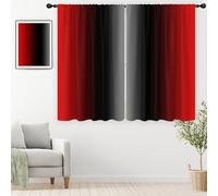 EGLGCC Black and Red Curtains Ombre Room Grey Burgundy Gradient Design 52W x 63L Inches Rod Pocket Curtain for Bedroom Living Room Window Drapes Treatment Fabric 2 Panels
