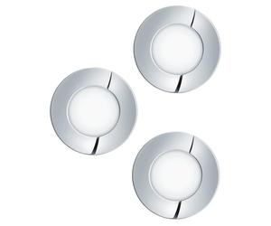 Eglo 3-piece LED recessed Spotlight Set Fueva 1, Ø 8.5 cm, LED spot Collection Made of Metal Casting and Plastic, 3 LED recessed Lights in Chrome, White, Flat LED downlights, Warm White